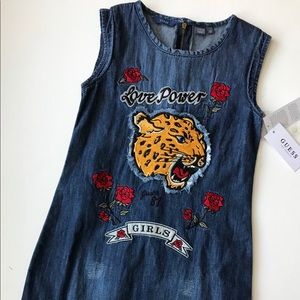 Denim dress with embroidery.